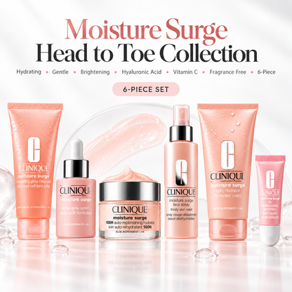 Moisture Surge Head-to-Toe Hydration & Glow Set – 6-Piece Face, Body & Lip Care