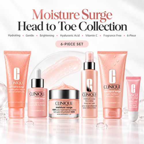 Moisture Surge Head-to-Toe Hydration & Glow Set – 6-Piece Face, Body & Lip Care